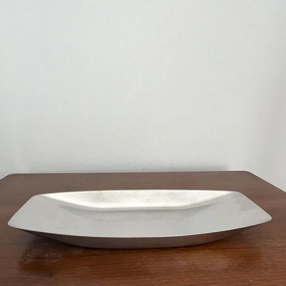 Vintage MCM Stainless Steel Boat Tray Canoe Serving Bowl Dish Mid Century Modern